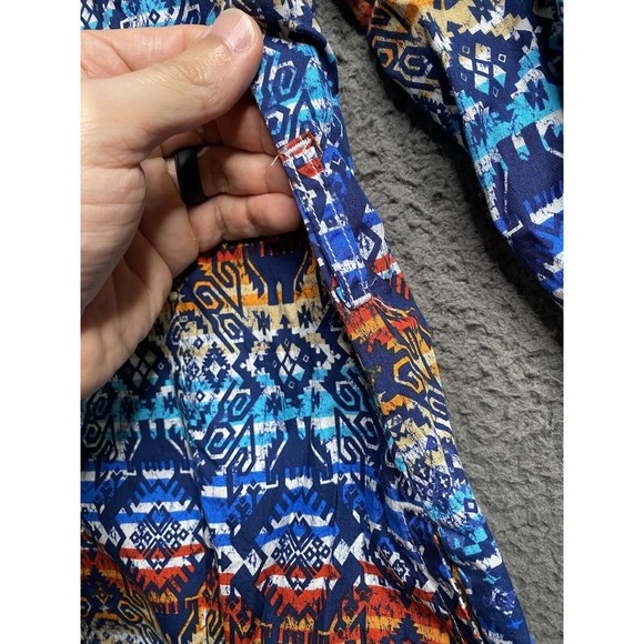 Panhandle Rough Stock western print pearl snap dress Size Small Belt Loops - Picture 13 of 16